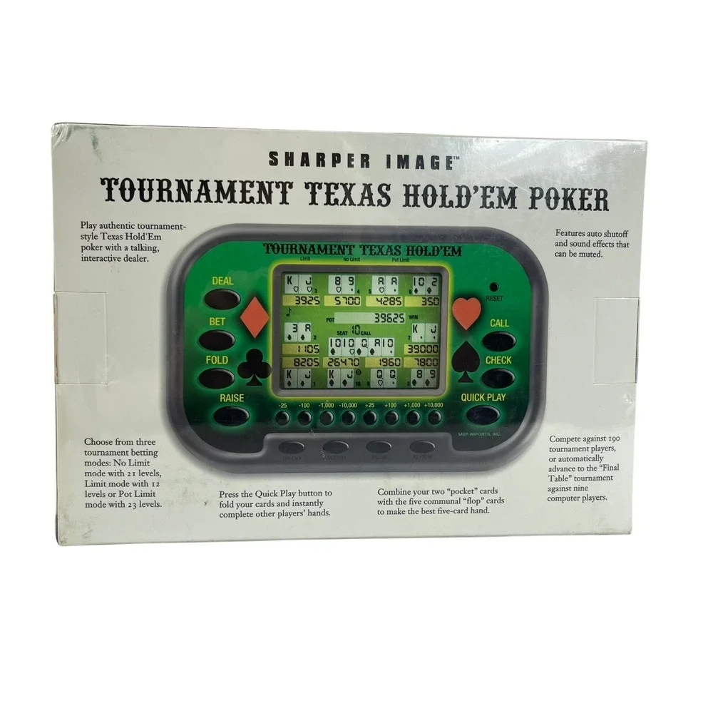 Sharper Image Tournament Texas Hold Em Poker Electronic Handheld Game NEW